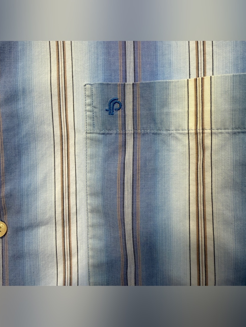 Fernando Pena Men’s Short Sleeve Stripped Pattern Collard Dress Shirt Size Large - Picture 7 of 10